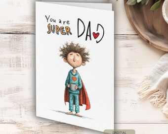 Tarjeta divertida para el Día del Padre: Héroe del pijama (PDF)