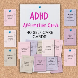 Afdrukbare ADHD-bevestigingskaarten – 40 zachte citaten over geestelijke gezondheid voor volwassenen en tieners | Pdf, png, inclusief mobiele achtergrond
