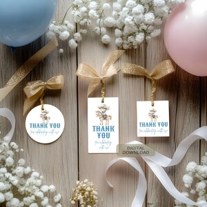 Little Cowboy Baby Shower Favor Tag Canva Template - Blue Western Party Thank You Tag - Printable Favor Tags for Baby Boy Shower