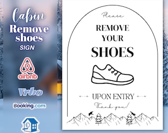 Airbnb Remove Shoes Sign, Editable Canva Template, Vacation Rental Rules, Modern Mountain Decor