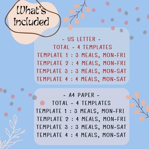 Daycare Monthly Menu Template Cute Animals Theme Printable Meal