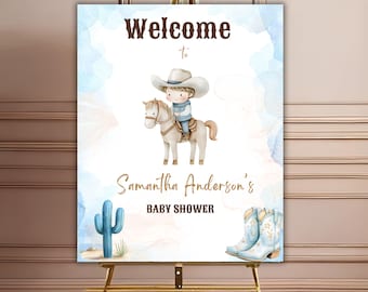 Little cowboy Baby Shower welcome sign Template, Western Baby Shower, Western welcome sign for Boy, Wild West Baby shower