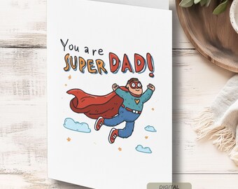Tarjeta divertida para el Día del Padre: Diseño de héroe (Descarga digital)