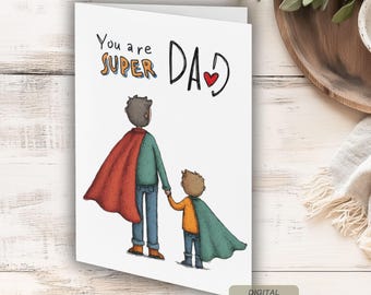 Tarjeta del Día del Padre de Papá Superhéroe: Regalo DIY imprimible (PDF)