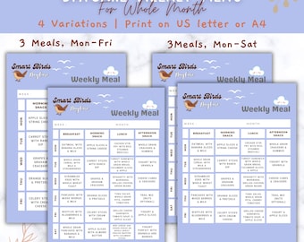 Daycare Menu, Printable Meal Planner for Kids, EDITABLE Printable weekly Menu, Meal planning Canva template, Whole Month kids menu