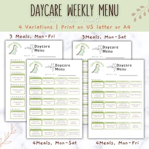 Menusjabloon kinderopvang, afdrukbare maaltijdplanner voor kinderen, BEWERKBAAR afdrukbaar weekmenu, Canva-sjabloon voor maaltijdplanning, kindermenu voor de hele maand