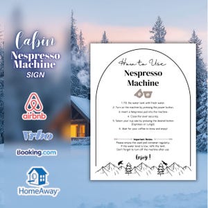 Airbnb Nespresso Machine Anleitungsschild, bearbeitbares Kaffeestation-Dekor, Cabin Coffee Bar Guide-Vorlage