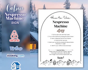 Airbnb Nespresso Machine Instructions Sign, Editable Coffee Station Decor, Cabin Coffee Bar Guide Template