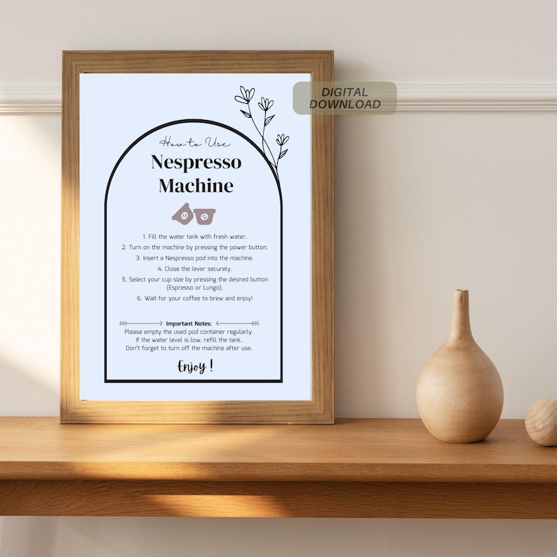 Nespresso Machine Labels Printable Airbnb Nespresso Machine Instructions Sign | Coffee Maker ...
