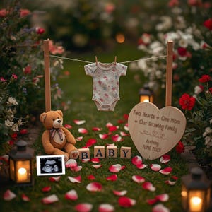 Valentine Outdoor Pregnancy Announcement Template | Romantic Baby Reveal Canva Editable | Digital Download
