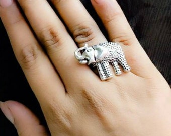 Elephant Ring Oxidised Silver Plated,Light weight, Small Size Ring, Bollywood Ring, Adjustable Ring, Traditional Ring, Statement Ring