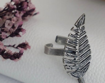 Light weight Oxidised Silver Plated Light weight Big Ring Bollywood Ring Adjustable Ring Traditional Ring Statement ring leaf design