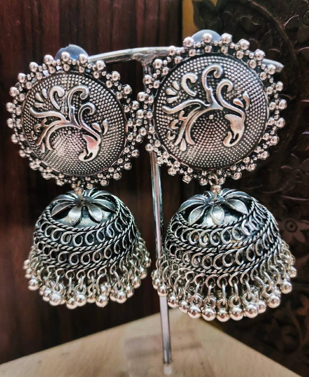 Buy online Silver Toned Peacock Design Oxidized Jhumka Earrings from  Imitation Jewellery for Women by Saraf Rs Jewellery for 549 at 81 off   2023 Limeroadcom