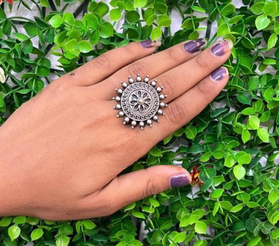 Buy Efulgenz Oxidized Jewelry Ring for Women Glass Stone Adjustable Big  Round Finger Ring Antique Boho Bohemian Retro Vintage Statement Jewelry For  Women,SilverStyle 2 Online at Best Prices in India - JioMart.