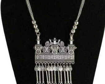 Indian Silver Oxidised Necklace/ Indian Women Jewellery / Bohemian Jewellery / Necklace / Gift / Traditional/ metal ghungroo's / Lightweight