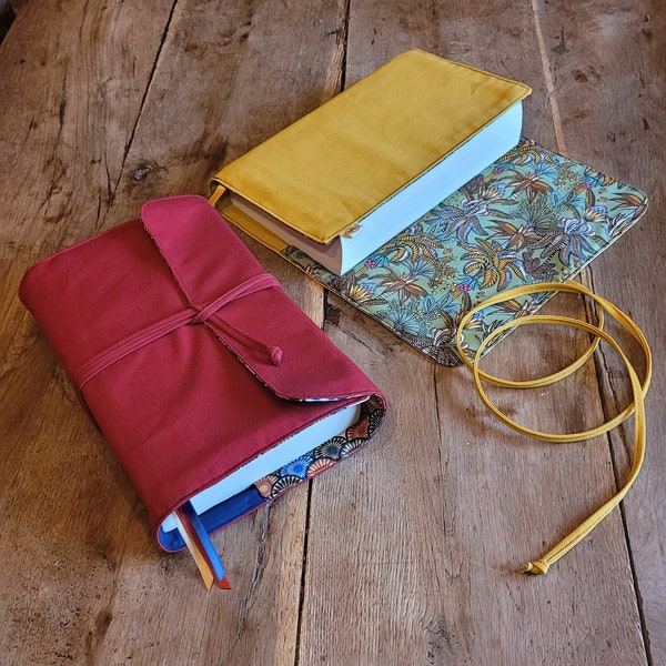 Funda de tela para libros - Funda para libros - Bolsa para libros - 100% hecho a mano - 2 tamaños - Colección de accesorios a juego