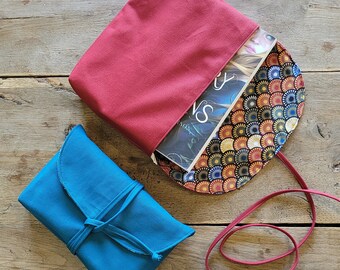 Fabric book pouch - Book pocket - Book protector - 100% handmade - 3 sizes - collection of assorted accessories