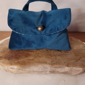 DIY Velvet bag kit sewing materials and supplies, patterns to make yourself Do It Yourself Bleu canard