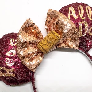food and wine ears, disney ears, wine mouse ears, rose gold mouse ears, maroon mouse ears, disney mouse ears, sequin mouse ears, mouse ears