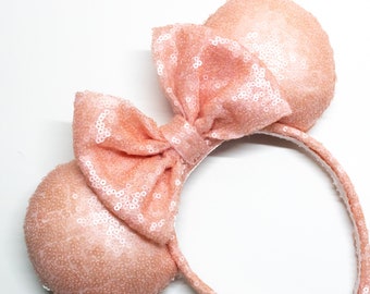 Millennial Pink Sequin Mouse Ears, Character Headband