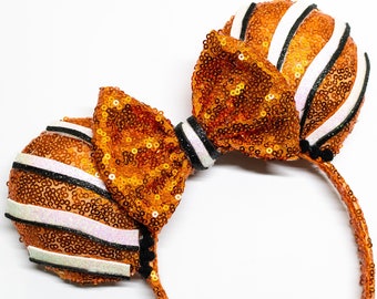 Orange Sequin Nemo fish Inspired Pixar mouse ears