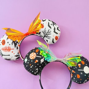Halloween Mouse Ears DISNEY with faux Leather Bath bow