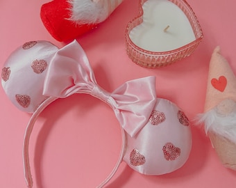 Valentines Day Sweethearts Night Coquette Sequin Pink Mouse Ears