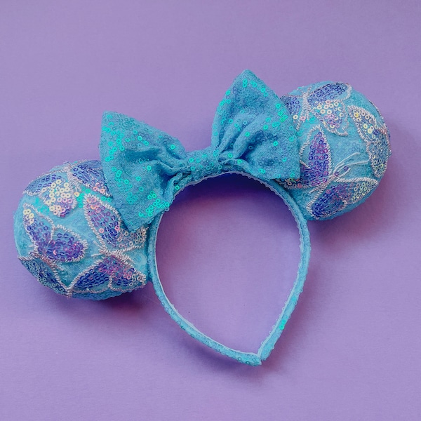 Tęczowe cekinowe motylkowe mysie uszy