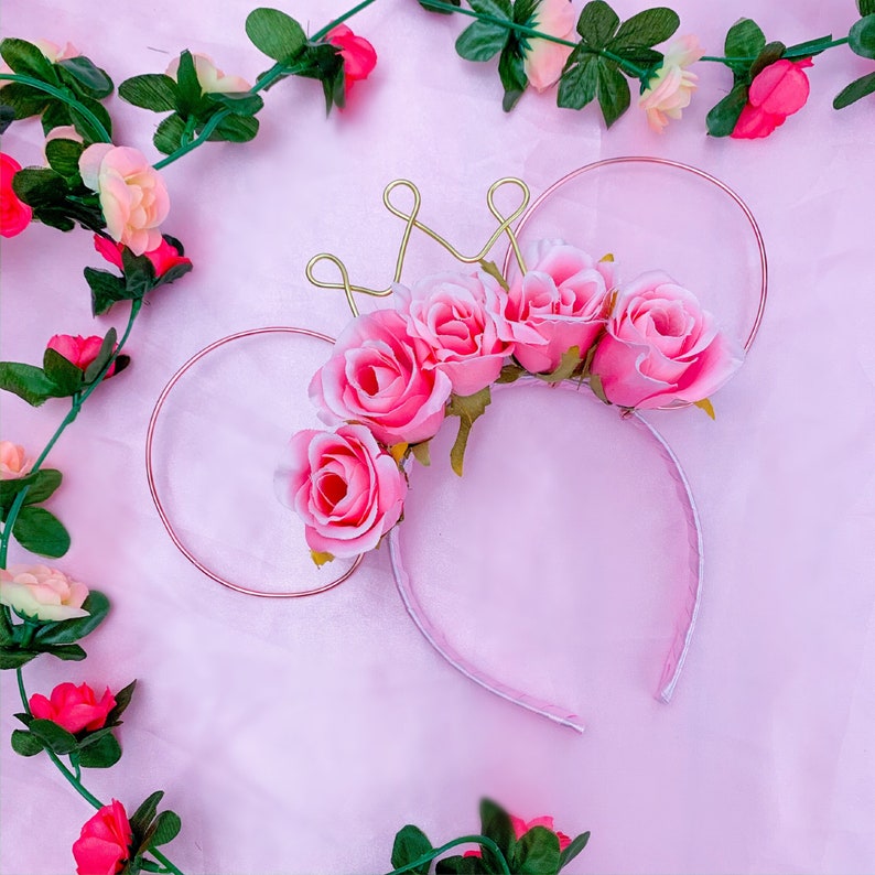 Rose Gold Wire Mickey Mouse Disney Ears With Crown Etsy