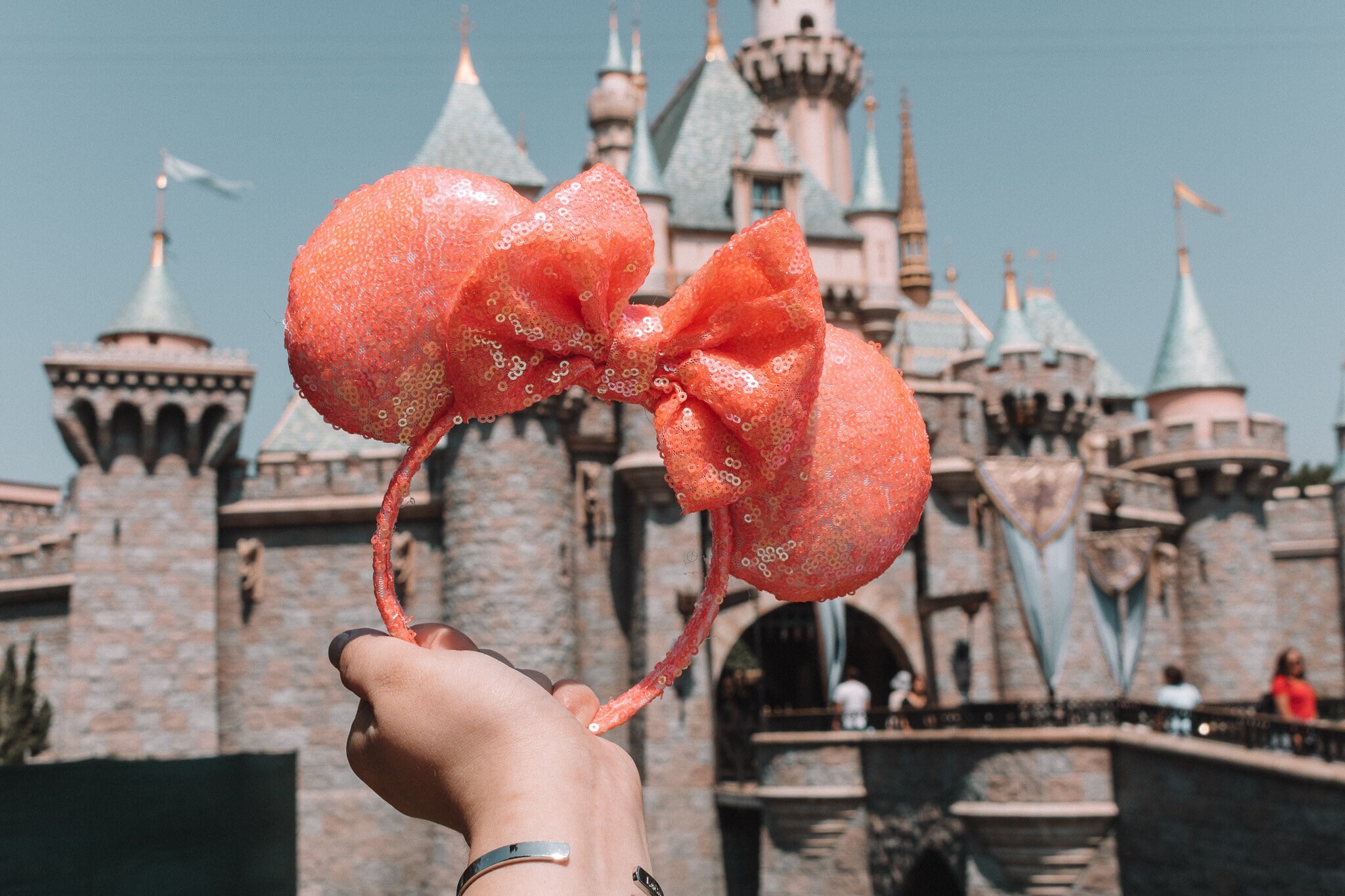 New Disney Parks coral Minnie Mouse Ears headband Confetti Mommy & Me Mickey Ears - Mouse Ears Headband  main image 2