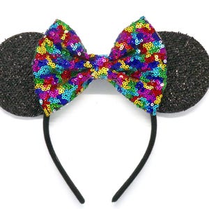 Rainbow Sequin Mouse Ears: Birthday Party Headband