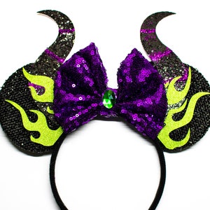 Maleficent Inspired Villain Halloween Mouse Ears flat Not - Etsy
