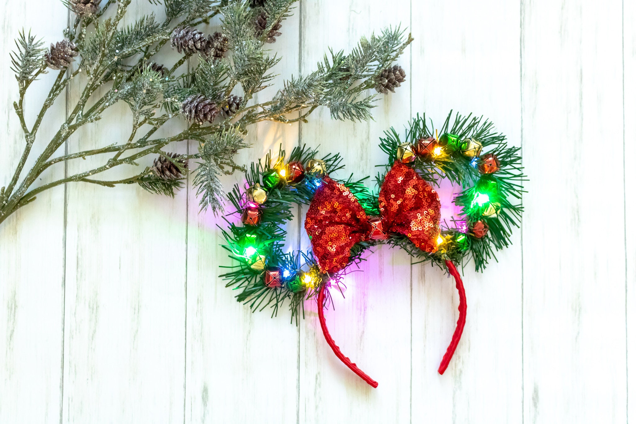 Disney Christmas Wreath Ears Fairylight ears light up mouse Etsy