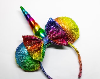 Disney ears, Gay pride, gay pride accessory, rainbow mouse ears, minnie mouse ears, rainbow unicorn, unicorn headband, unicorn mouse ears