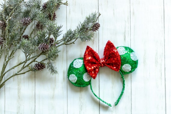 Christmas Mouse Ears: Polka Dot Holiday Headband - Etsy
