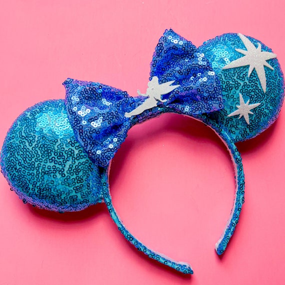 Blue Sequin Tinker Bell Peter Pan Minnie Ears Ear Tinker Bell Disney Blue Peter Pan main image 3