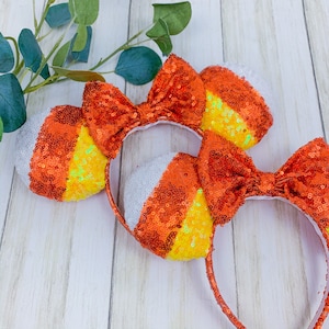 Oreilles de Mickey Mouse Disney à sequins orange, bonbons au maïs