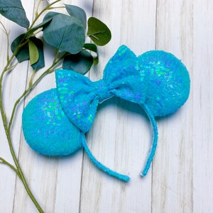 Spring Aqua Sequin Disney Mouse Ears
