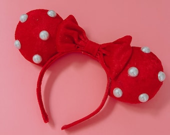 Valentinstag rote Perlen Samt Mäuseohren