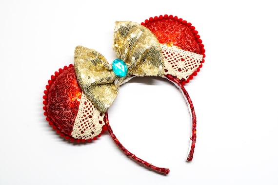 Gold Sequin Ears with Red Bow Disney.land Red Bow Limited Party Minnie Mouse Gold Sequins  main image 4