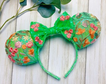 Neverland Lace Embroidered Floral Sequin Mouse Ears