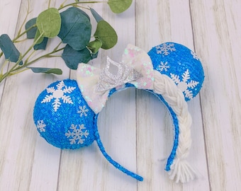 Springtime Elsa Inspired Minnie Ears Headband with Bows & Sequins $_3.JPG main image 2
