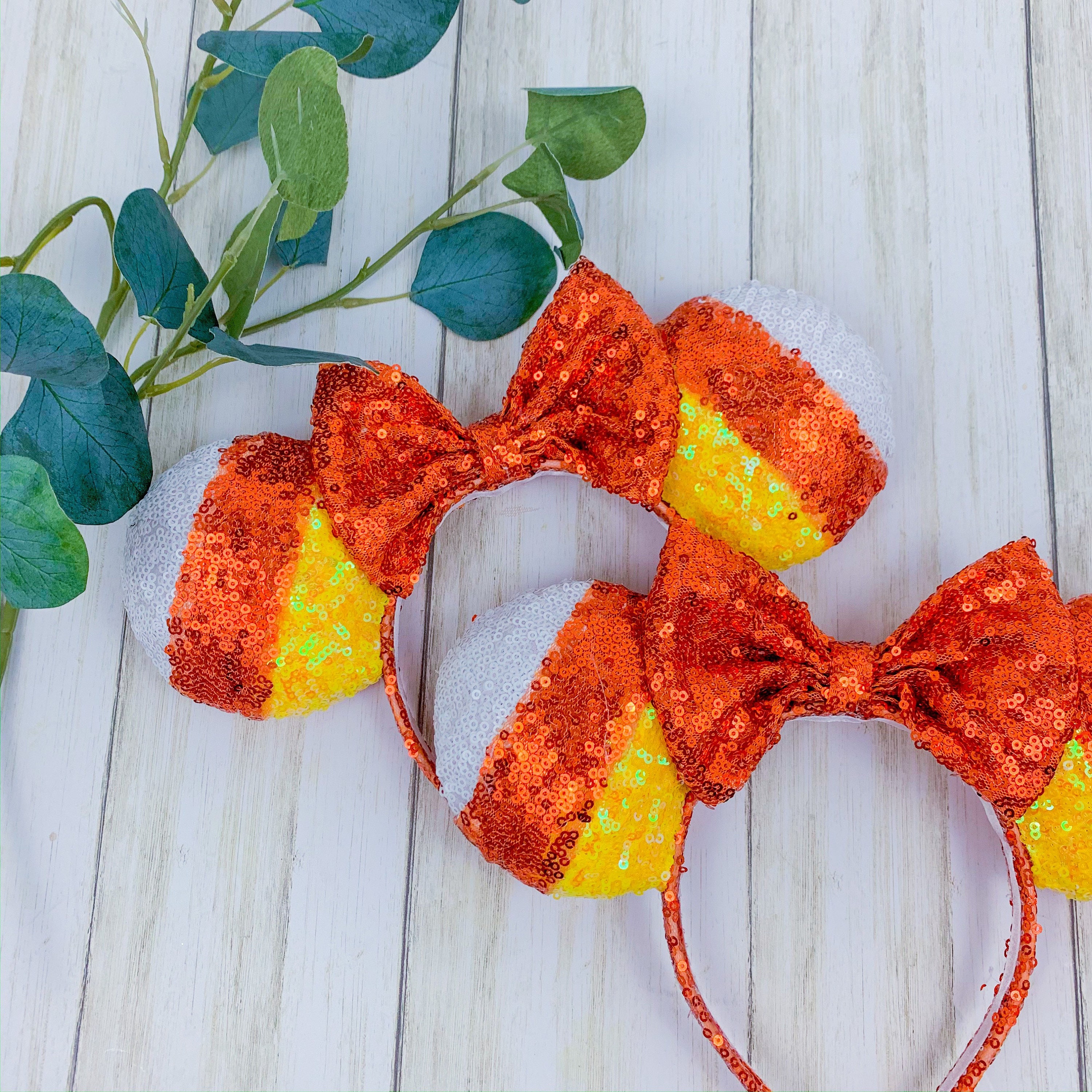 Disney Candy Corn Halloween Fall Sequined Minnie Mouse Ears Headband NEW! 2 Disney Exclusive 2019 Halloween Candy Corn Sequin Minnie  main image 2