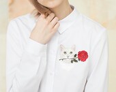 Cat Lover Shirt | Graphic Funny Cat Shirt | Embroidered Cotton | Cat Lovers Gift | Cute Cat Shirts | Gift for her