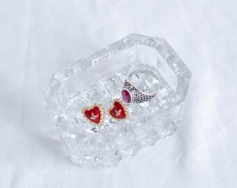 Vintage Glass Ring Dish, Jewelry Holder