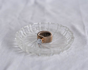 Vintage Glass Ring Holder, Small Jewelry Dish