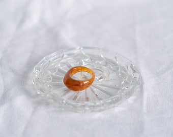 Vintage Glass Ring Holder, Small Jewelry Dish