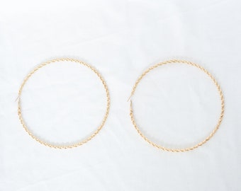 Extra Large Gold Hoop Earrings, Swirl Hoops