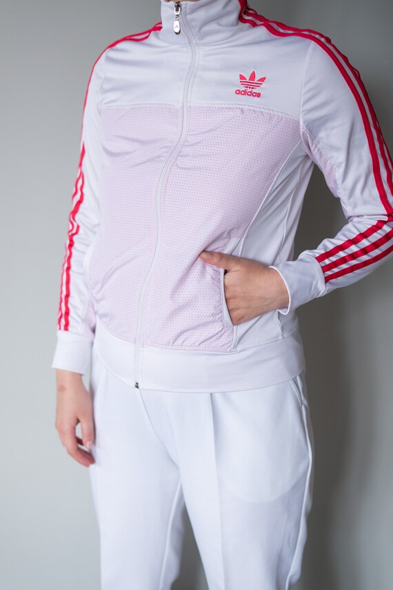 Soportar Poderoso Centelleo Vintage blanco Adidas satinada sudadera rayas rojas chaqueta - Etsy México