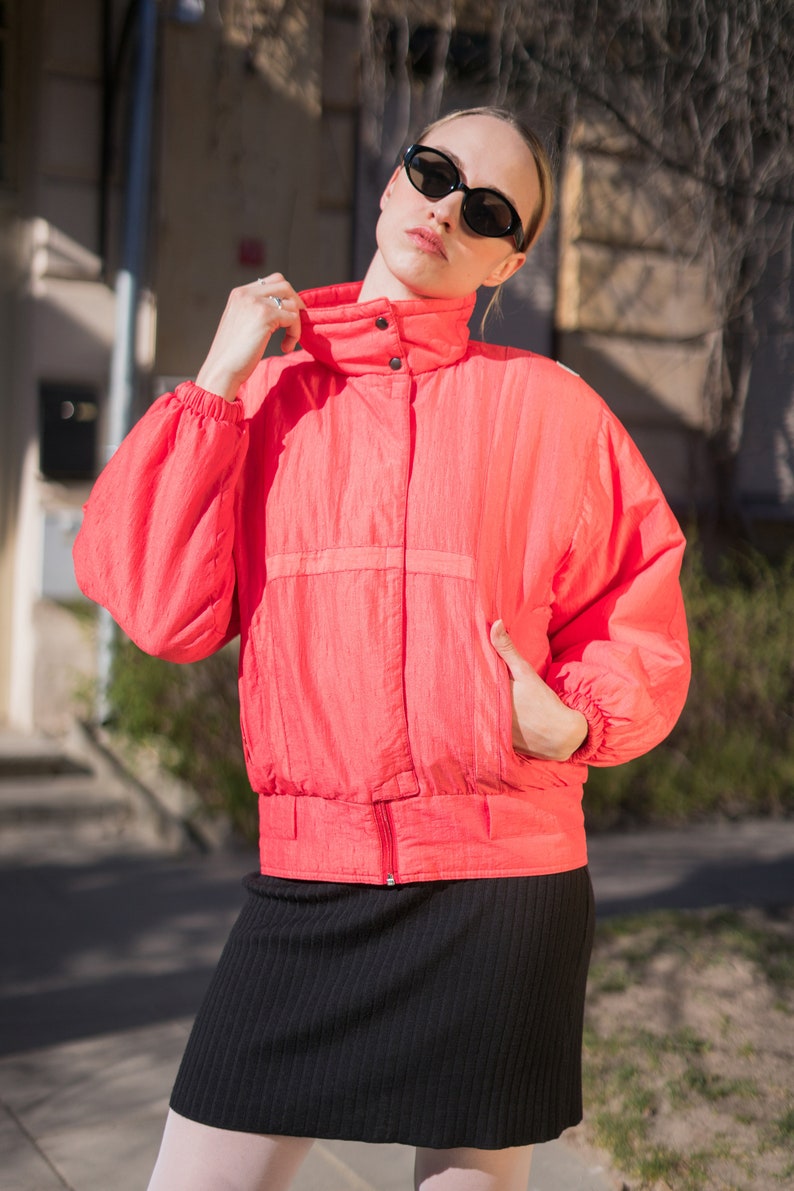 neon orange ski jacket